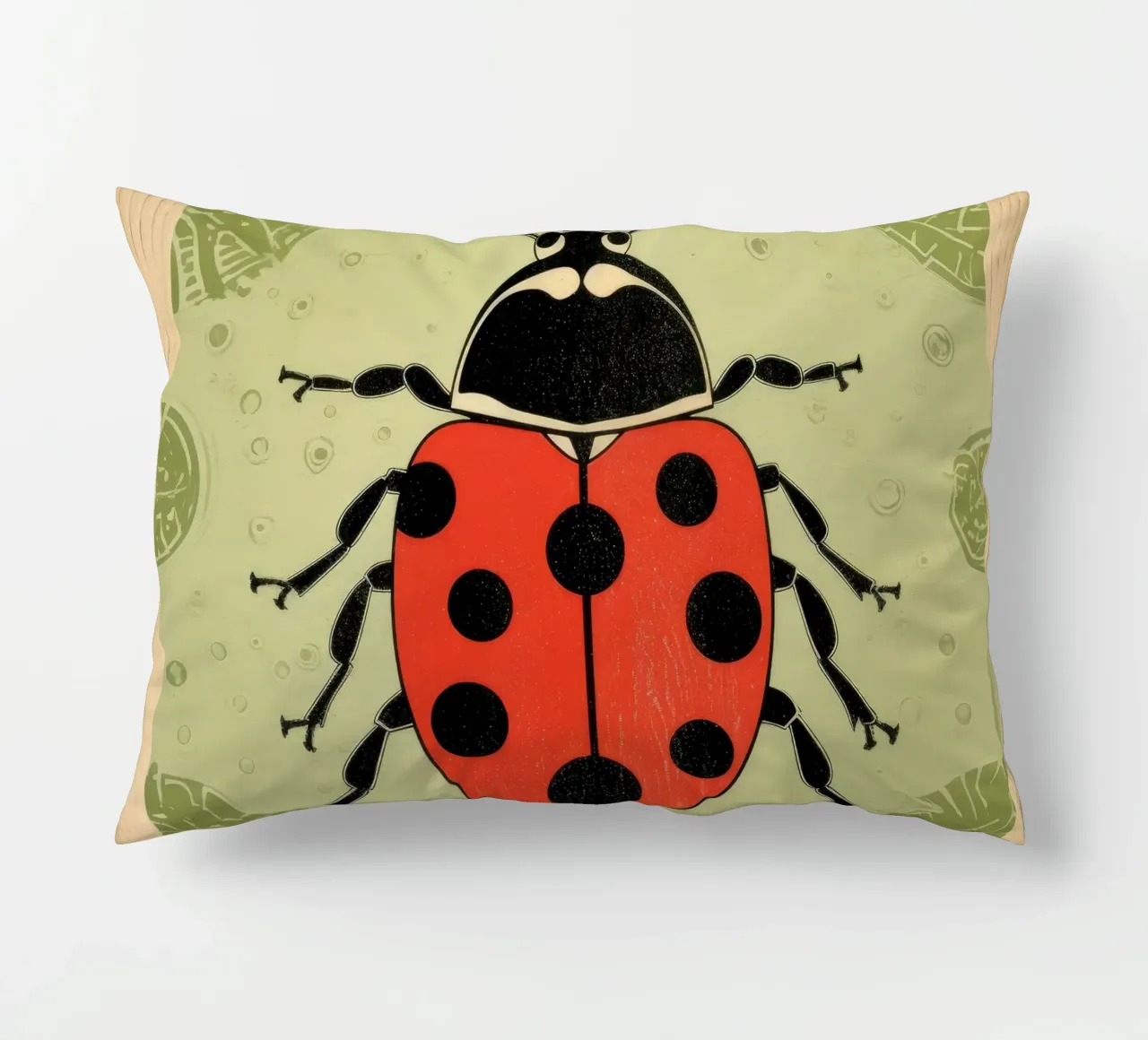 Coccinella verde 3 cuscino da Minimal Animal Art