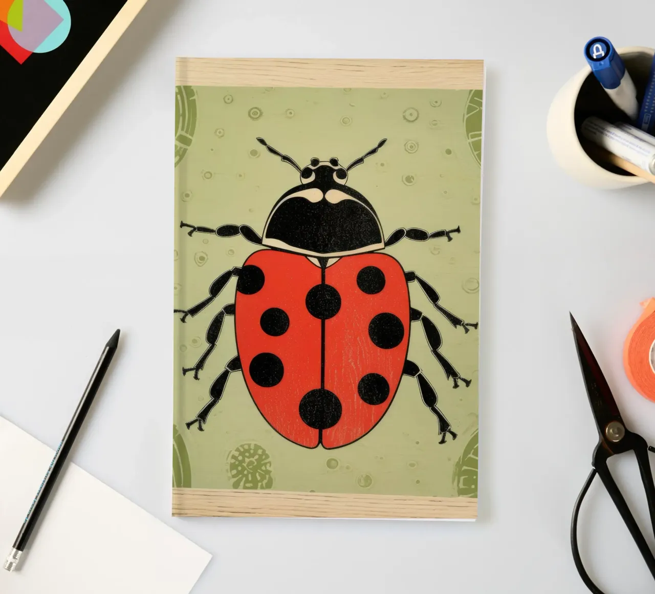 Green Ladybug 3 notebook by Minimal Animal Art