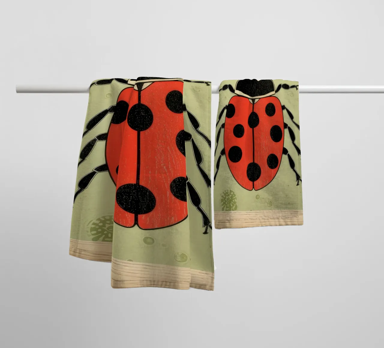 Coccinella verde 3 asciugamano da bagno da Minimal Animal Art