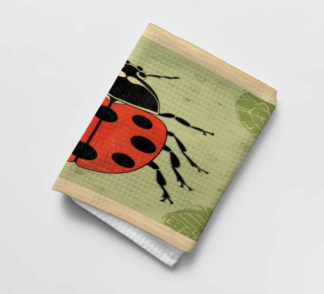 Coccinella verde 3 canovaccio da cucina da Minimal Animal Art