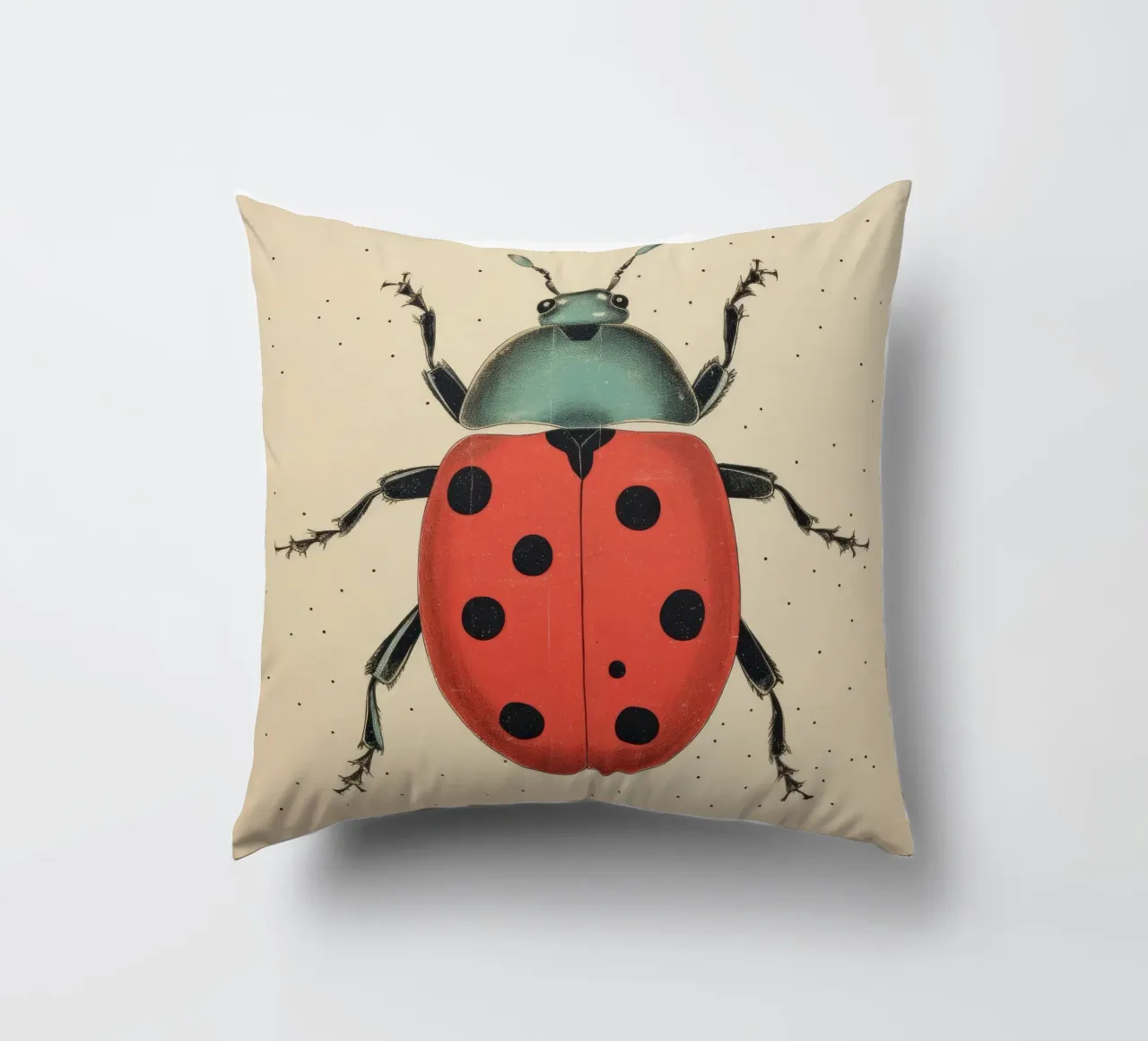 Coccinella verde 4 cuscino da Minimal Animal Art