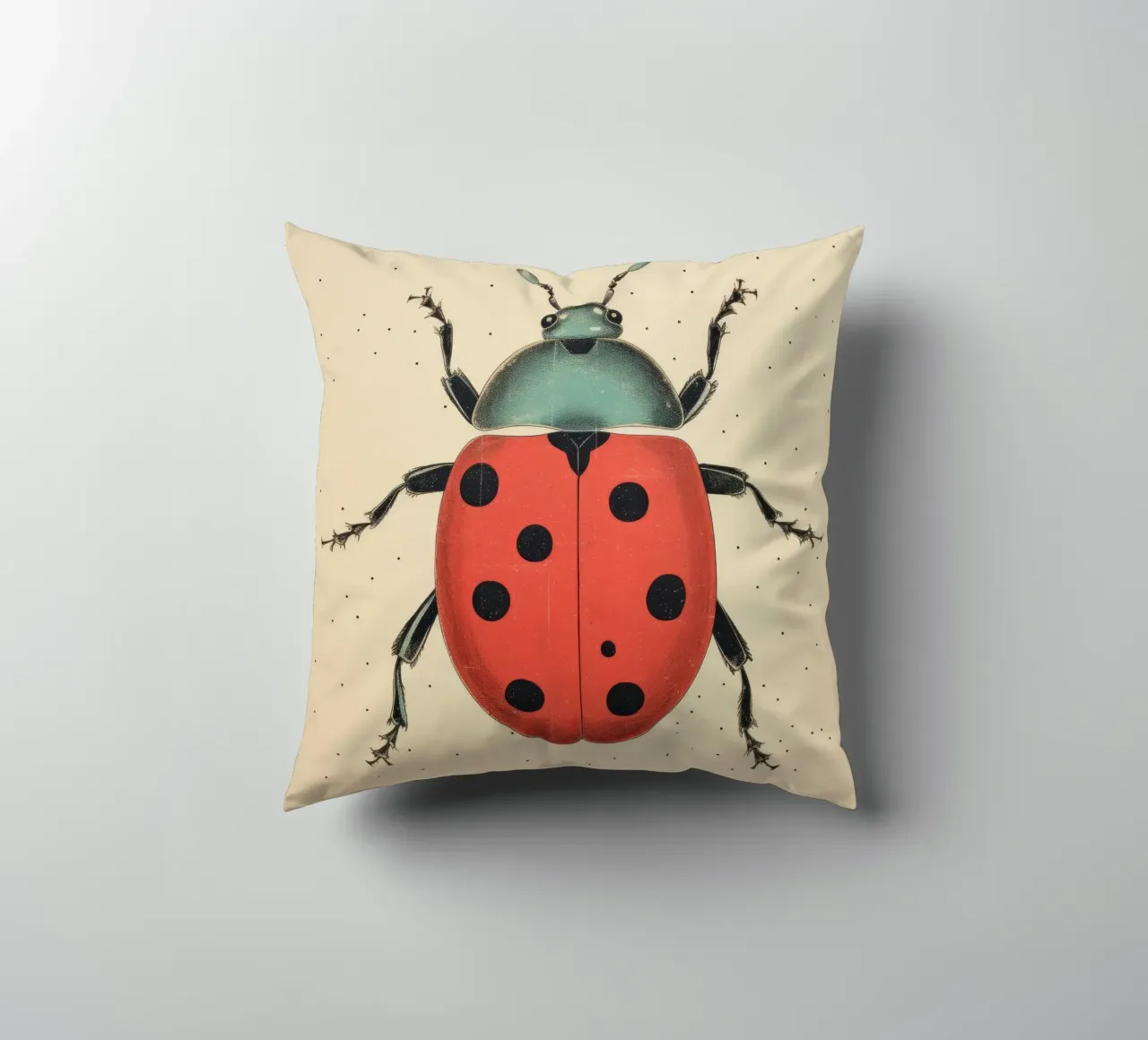 Coccinella verde 4 cuscino da Minimal Animal Art