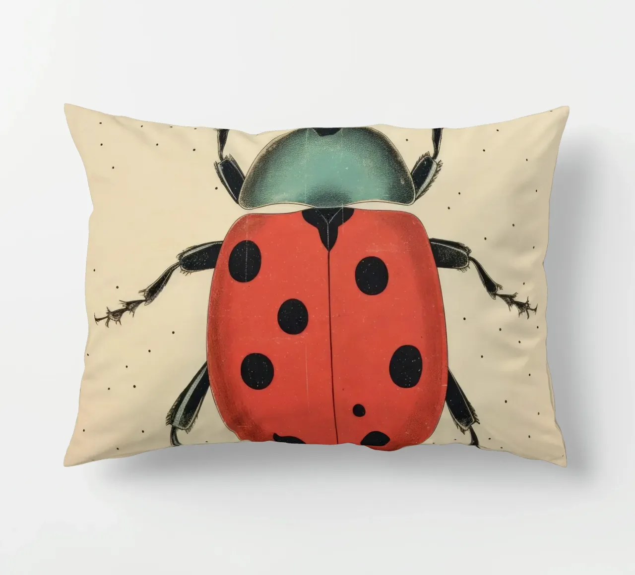Coccinella verde 4 cuscino da Minimal Animal Art