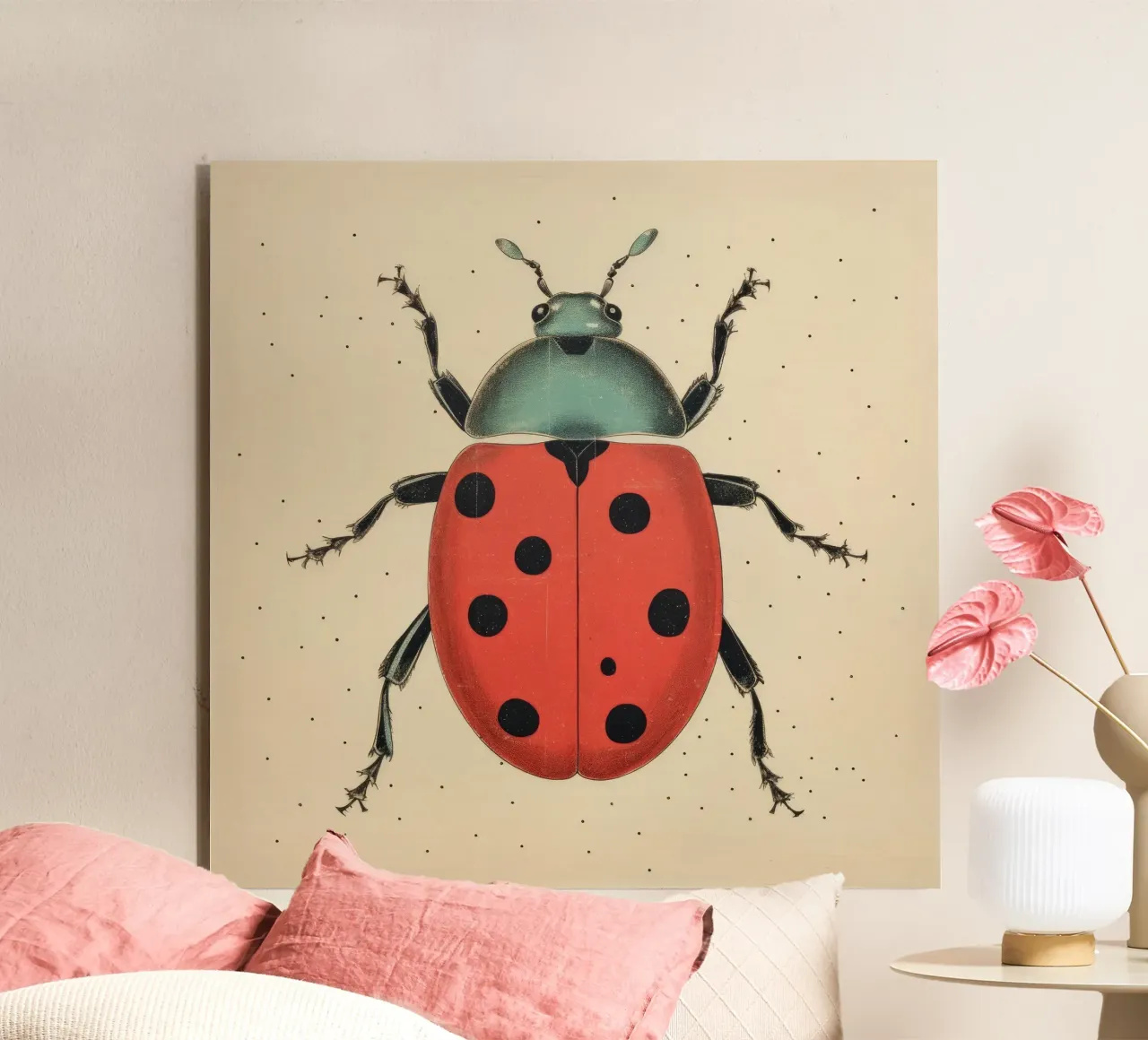 Coccinella verde 4 alluminio dibond da Minimal Animal Art