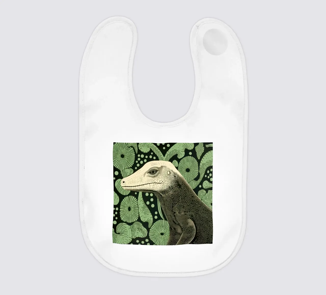 Drago di Komodo verde 1 bavaglino da Minimal Animal Art