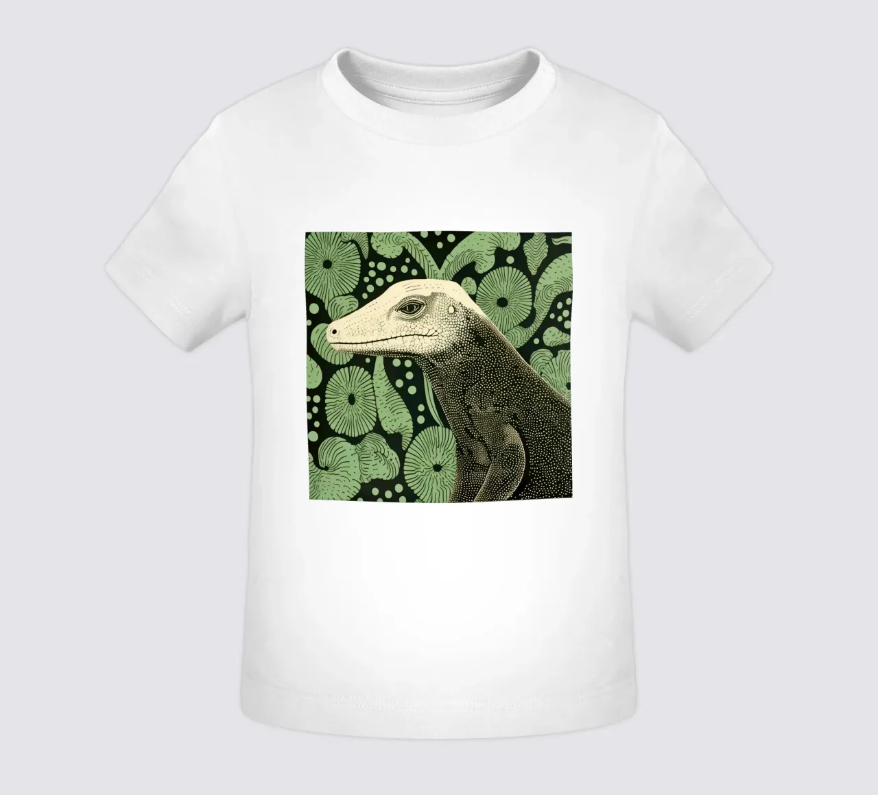 Drago di Komodo verde 1 maglietta neonato da Minimal Animal Art
