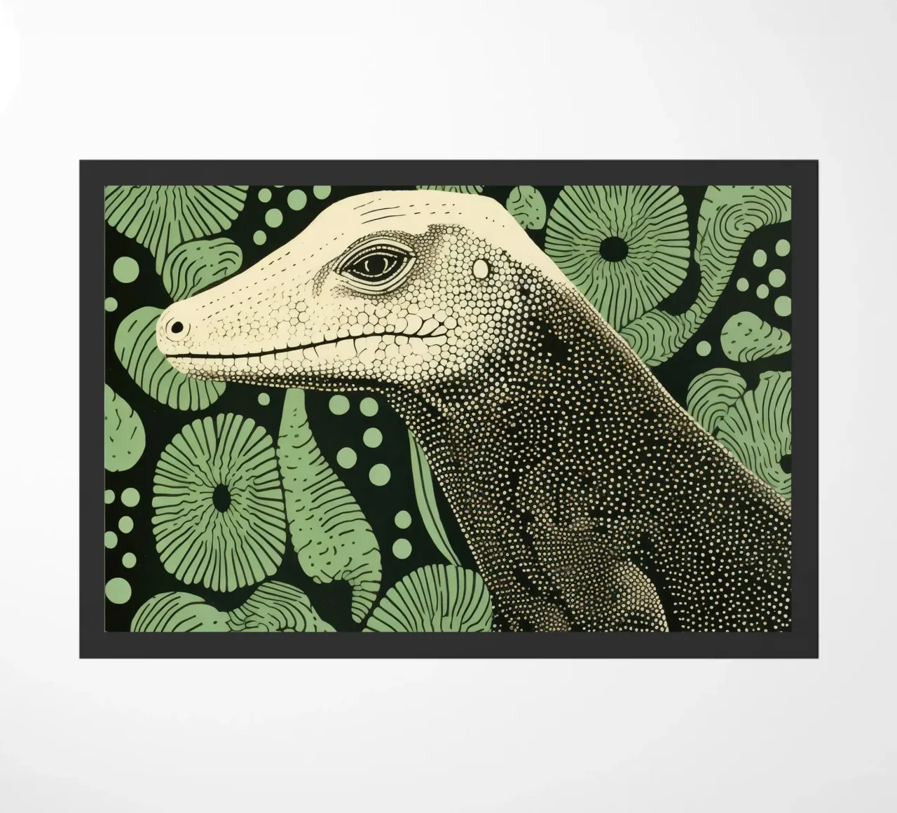 Drago di Komodo verde 1 zerbino da Minimal Animal Art