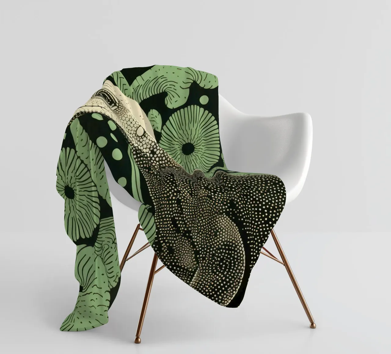 Drago di Komodo verde 1 coperta in pile da Minimal Animal Art