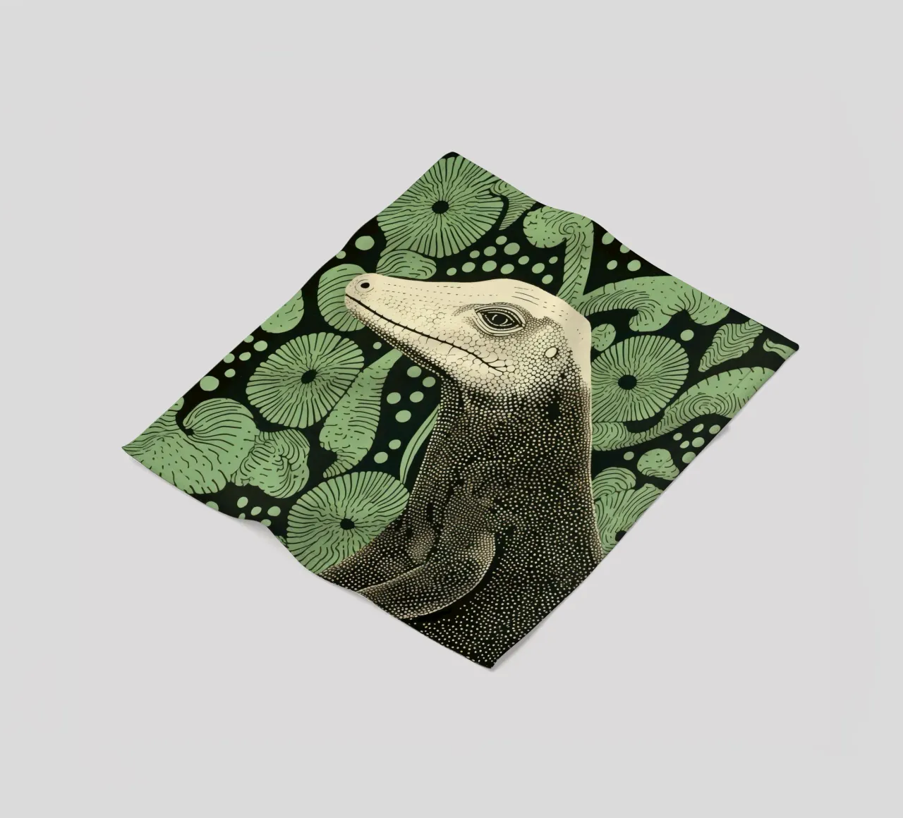 Drago di Komodo verde 1 coperta in pile da Minimal Animal Art