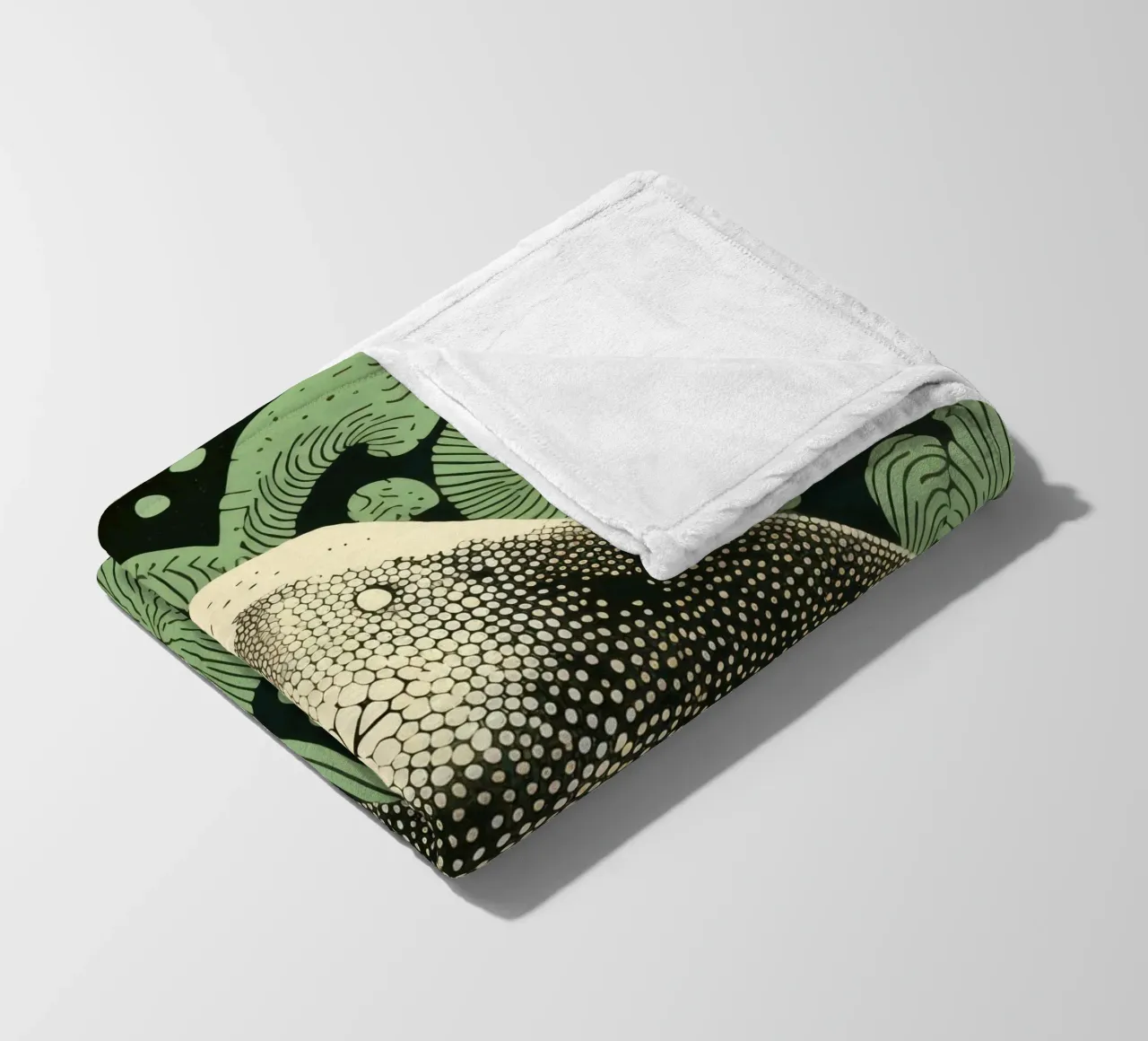 Drago di Komodo verde 1 coperta in pile da Minimal Animal Art