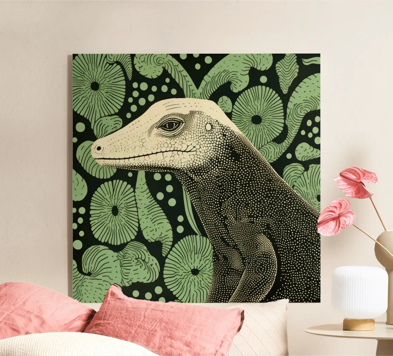 Drago di Komodo verde 1 plexiglass da Minimal Animal Art