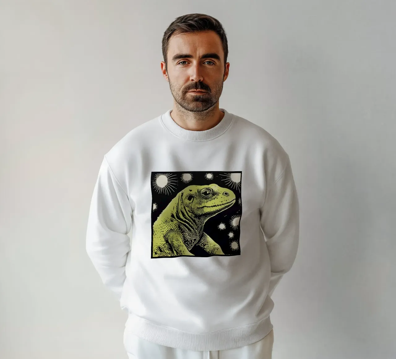 Drago di Komodo verde 2 felpa da Minimal Animal Art