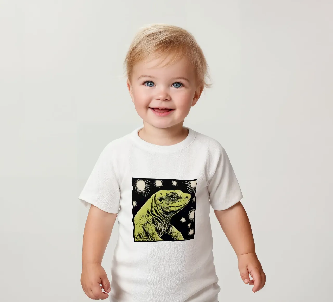 Groene komodovaraan 2 baby t-shirt van Minimal Animal Art