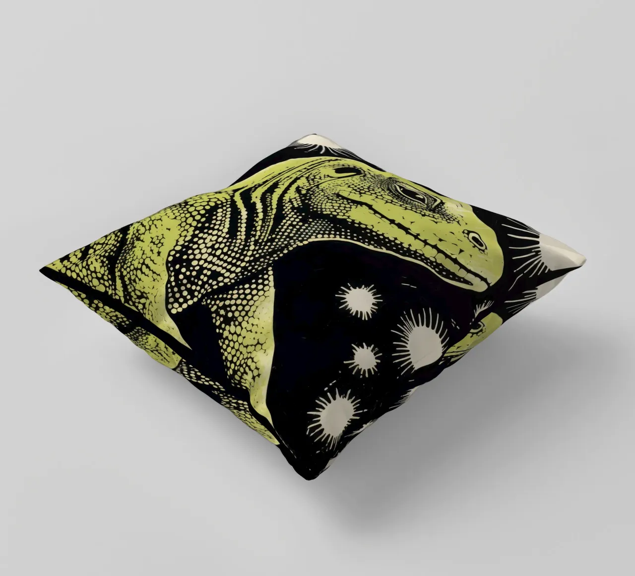 Drago di Komodo verde 2 cuscino da Minimal Animal Art