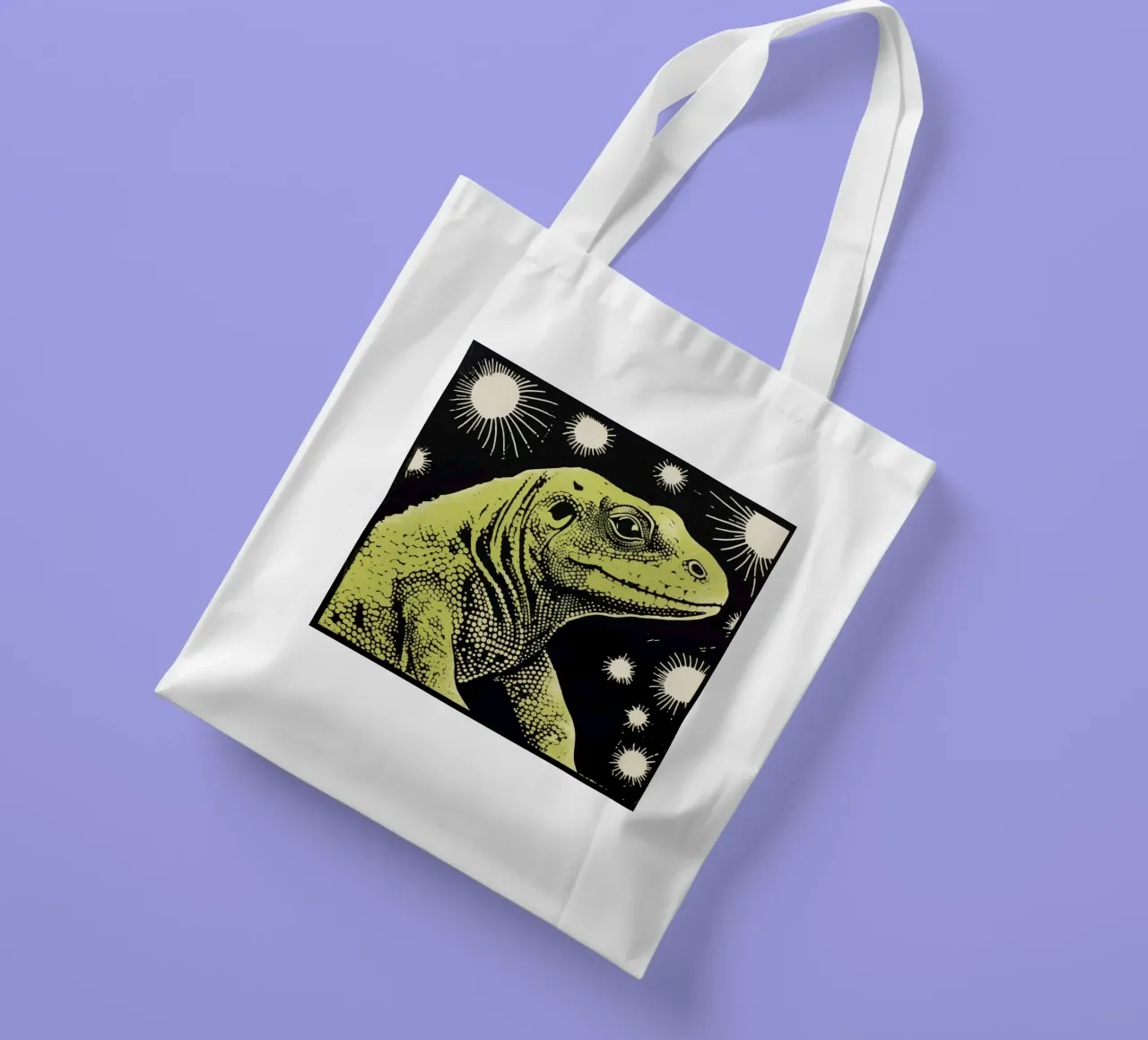 Green Komodo Dragon 2 tote bag by Minimal Animal Art