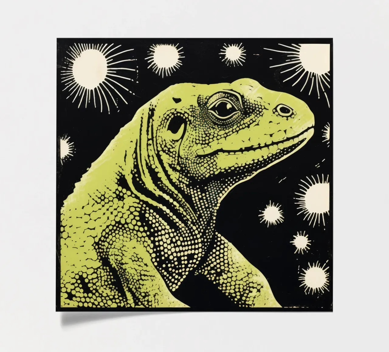 Green Komodo Dragon 2 sticker sheet by Minimal Animal Art