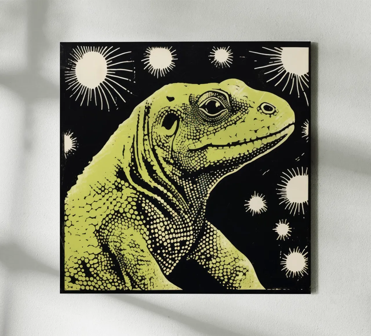 Drago di Komodo verde 2 tela con Cornice a cassetta da Minimal Animal Art