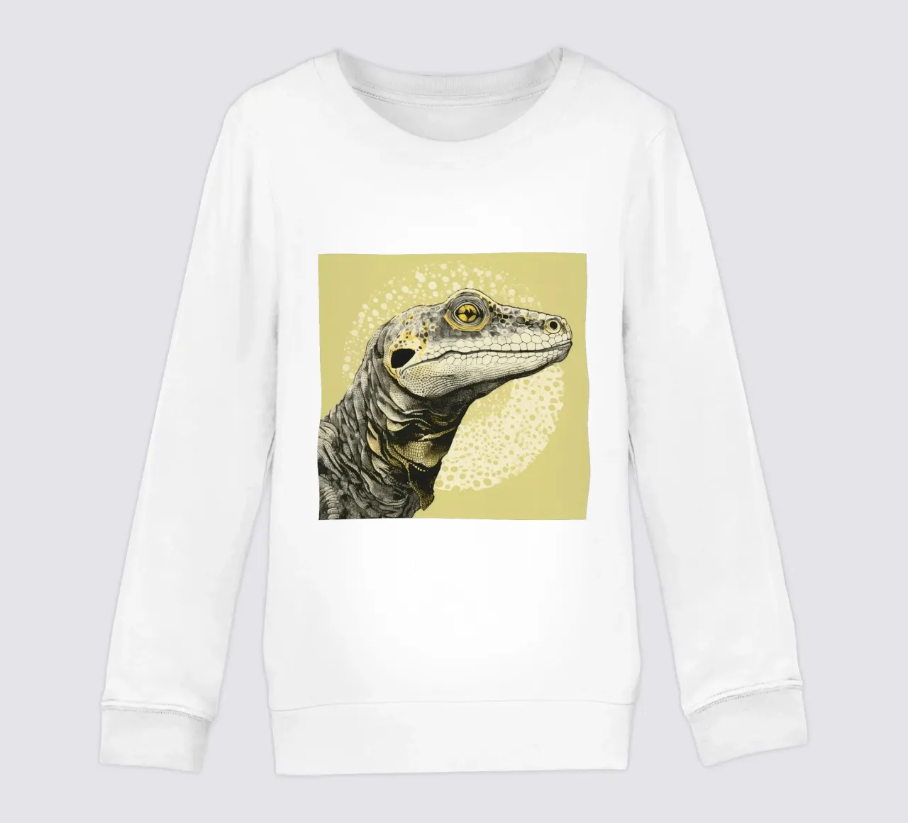 Drago di Komodo verde 3 felpa bambino da Minimal Animal Art