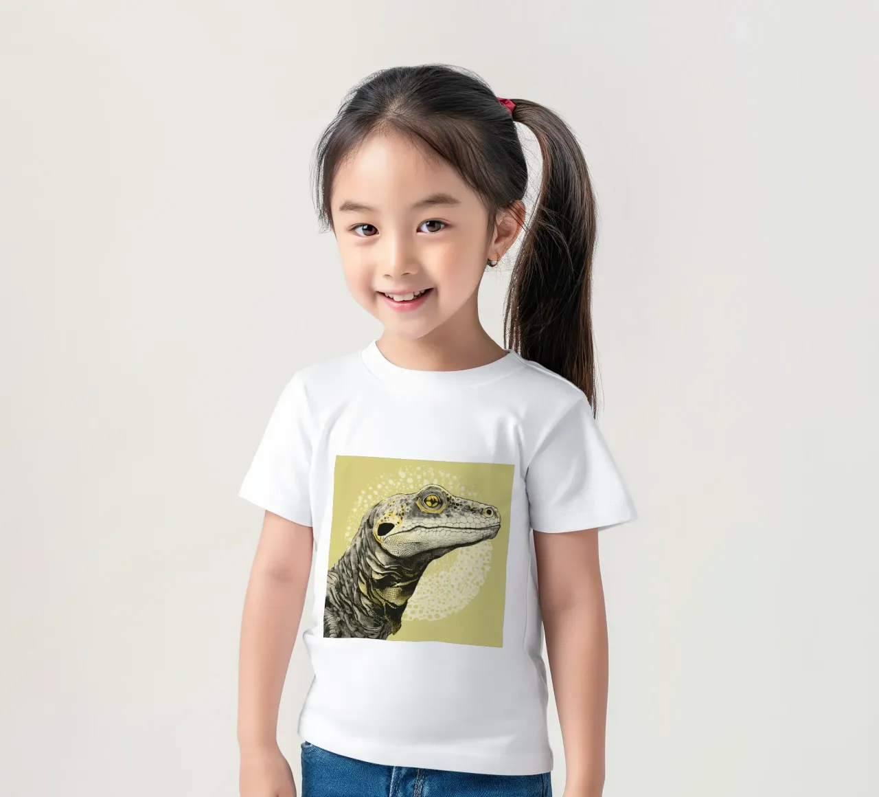 Green Komodo Dragon 3 kids t-shirt by Minimal Animal Art