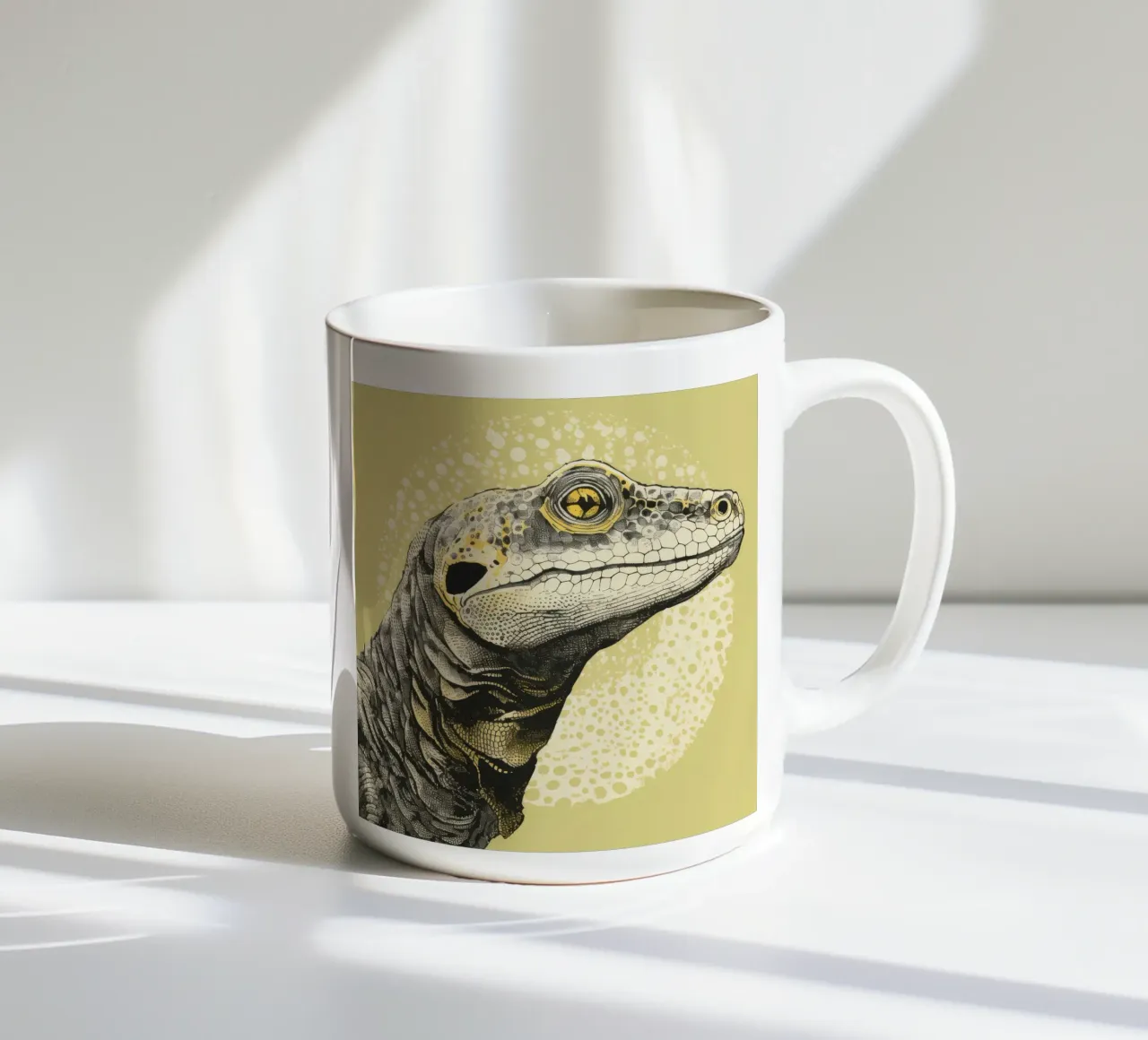 Drago di Komodo verde 3 tazza in ceramica da Minimal Animal Art