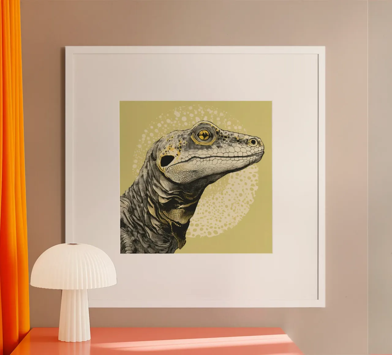Drago di Komodo verde 3 poster da Minimal Animal Art