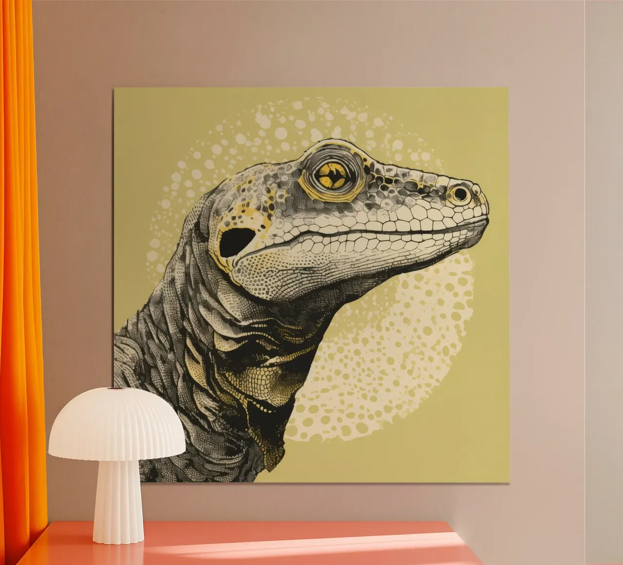 Drago di Komodo verde 3 poster da Minimal Animal Art
