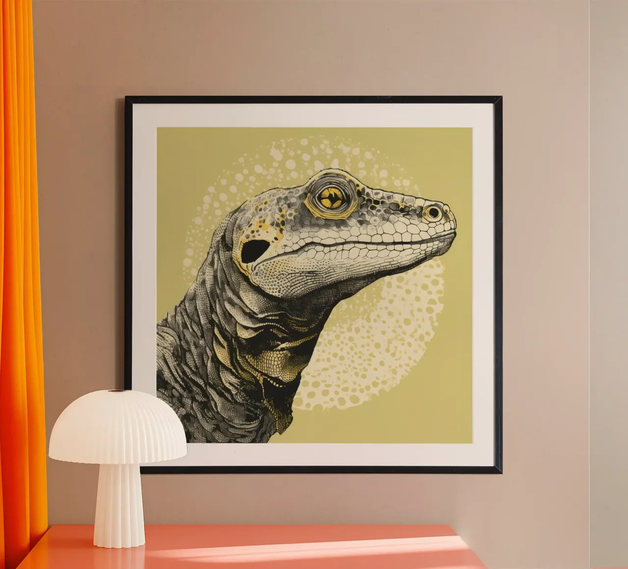 Drago di Komodo verde 3 poster da Minimal Animal Art