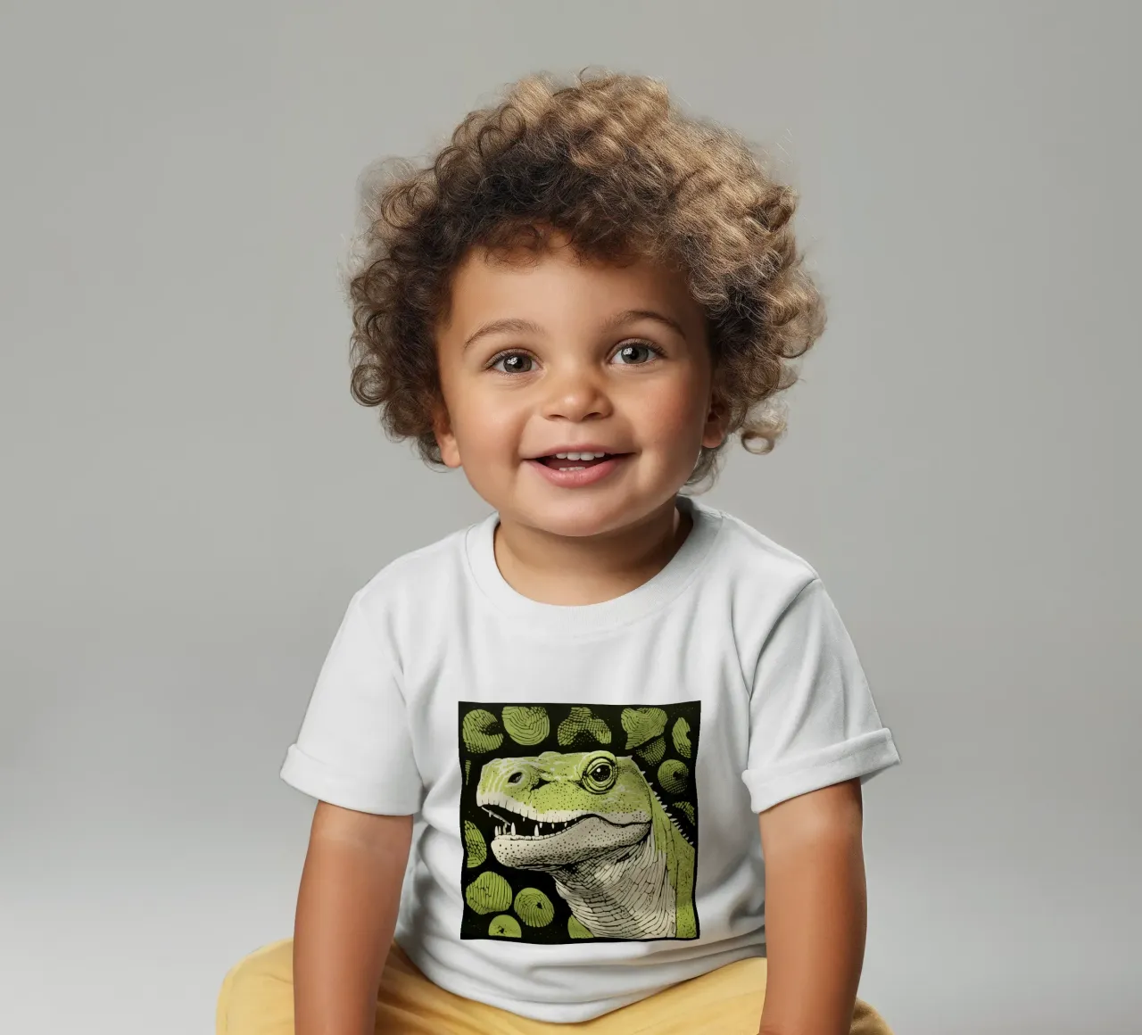 Green Komodo Dragon 4 baby t-shirt by Minimal Animal Art