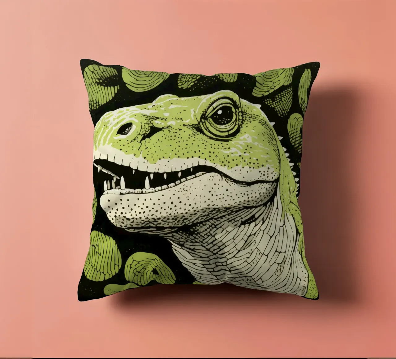 Drago di Komodo verde 4 cuscino da Minimal Animal Art