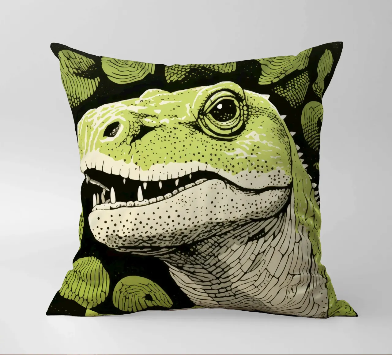 Drago di Komodo verde 4 cuscino da Minimal Animal Art