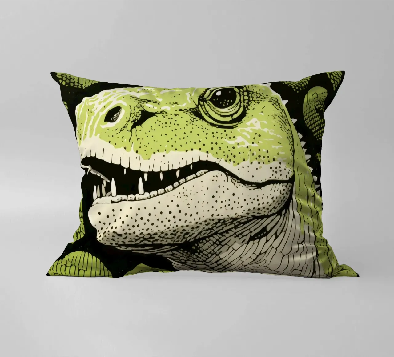 Drago di Komodo verde 4 cuscino da Minimal Animal Art