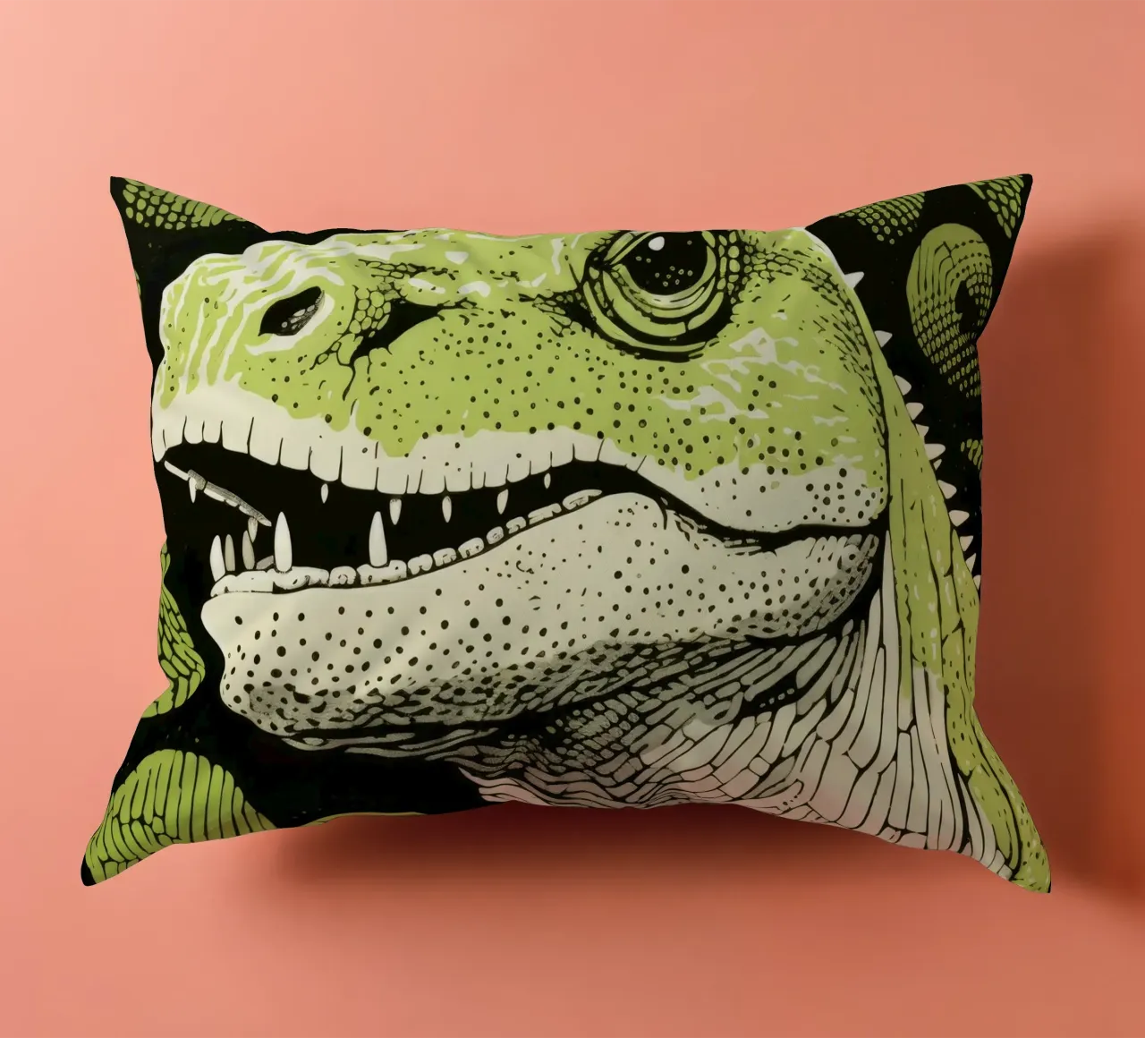 Drago di Komodo verde 4 cuscino da Minimal Animal Art