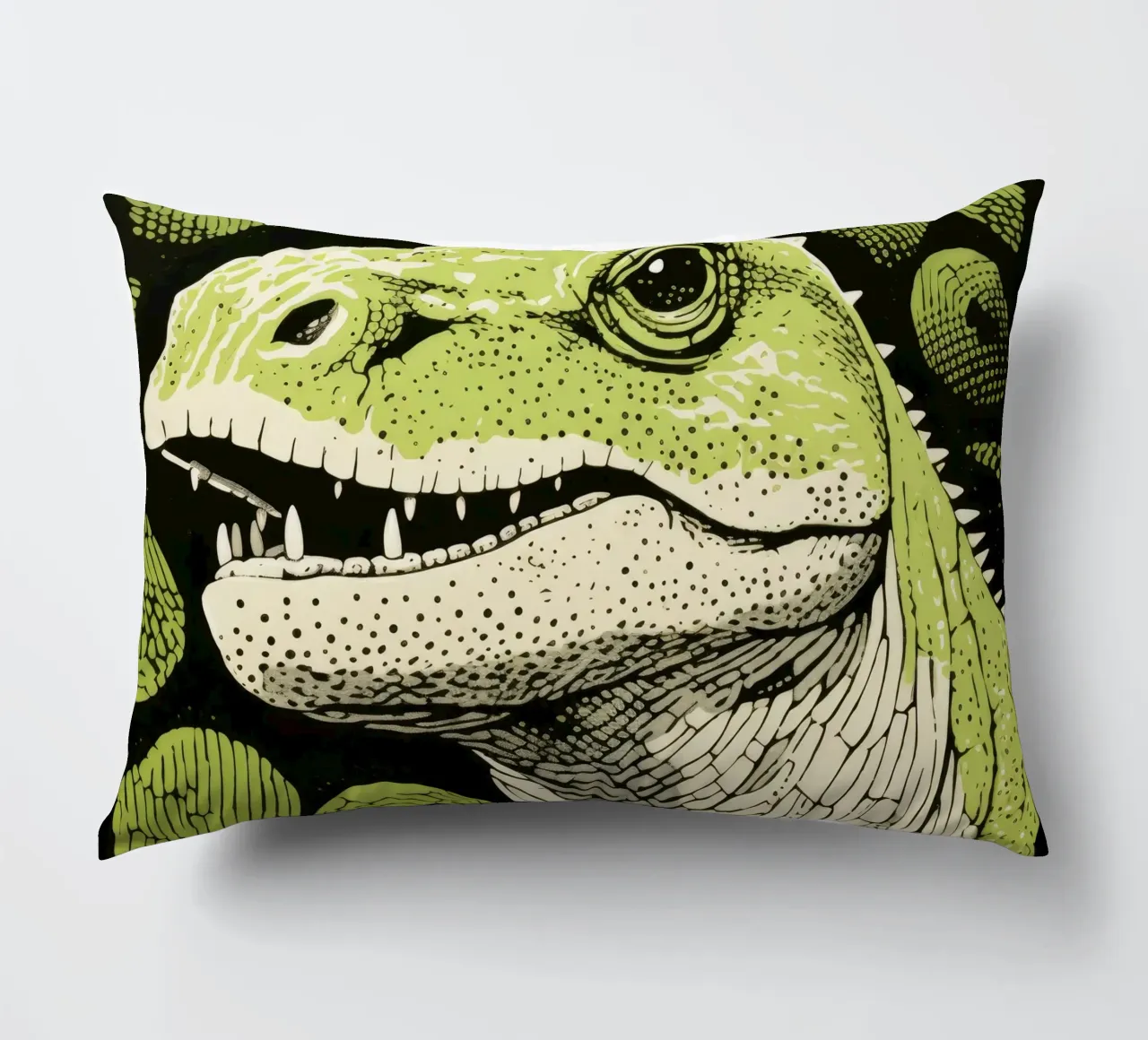 Drago di Komodo verde 4 cuscino da Minimal Animal Art