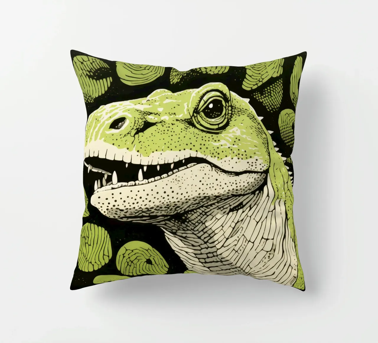 Drago di Komodo verde 4 cuscino da Minimal Animal Art