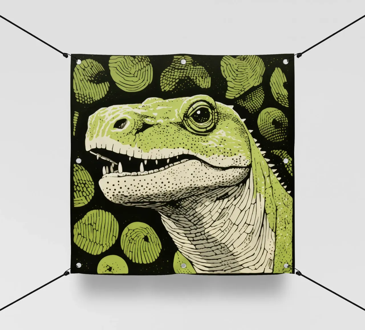 Drago di Komodo verde 4 telo in pvc da Minimal Animal Art