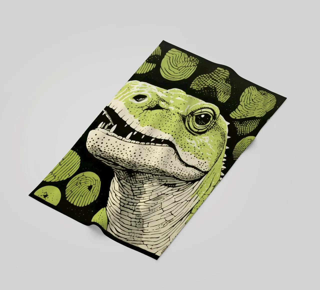 Drago di Komodo verde 4 telo mare da Minimal Animal Art
