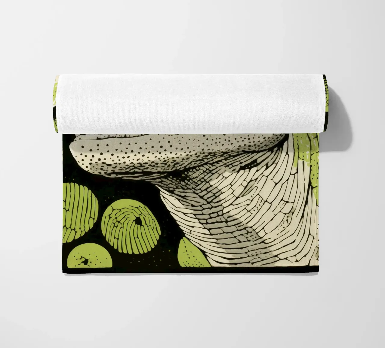Drago di Komodo verde 4 telo mare da Minimal Animal Art