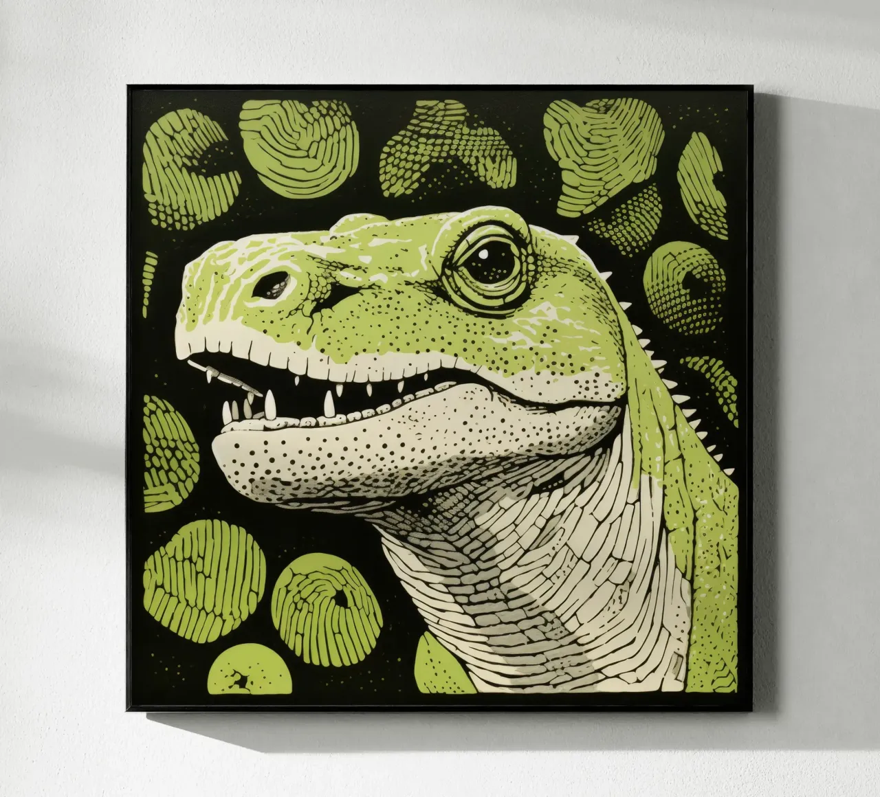 Green Komodo Dragon 4 acrylic glass by Minimal Animal Art