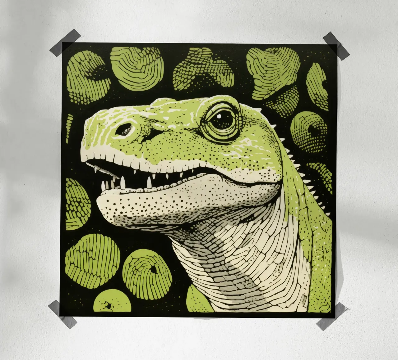 Drago di Komodo verde 4 poster da Minimal Animal Art