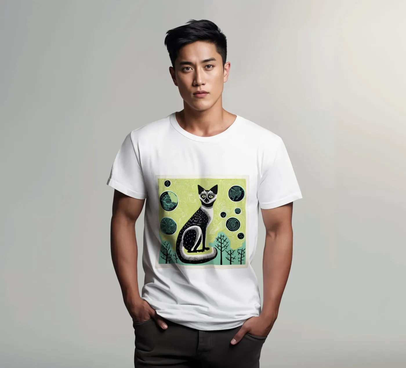 Lemure verde t-shirt da Minimal Animal Art