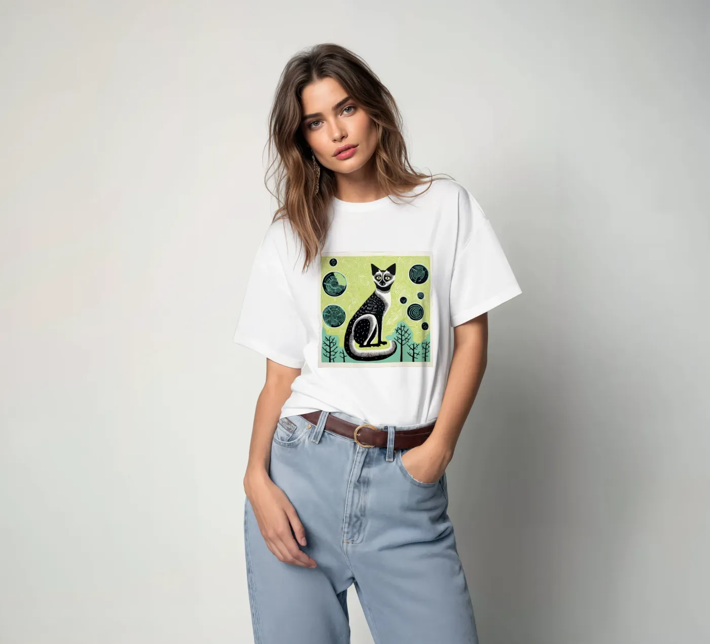 Lemure verde t-shirt da Minimal Animal Art