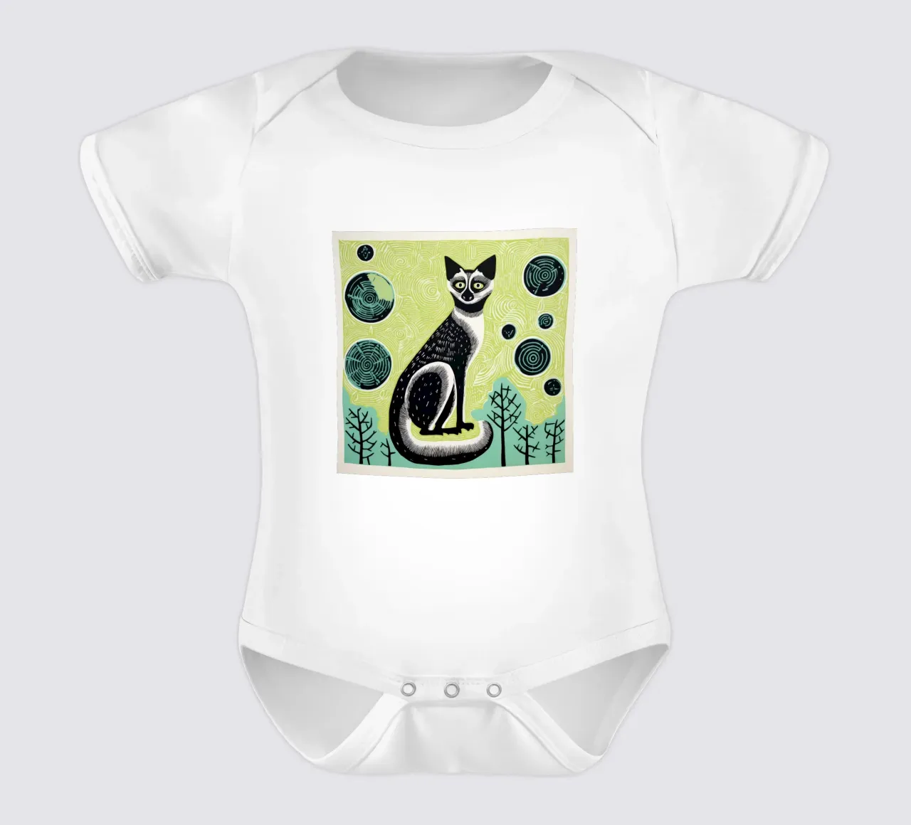 Lemure verde 1 body neonato maniche corte da Minimal Animal Art