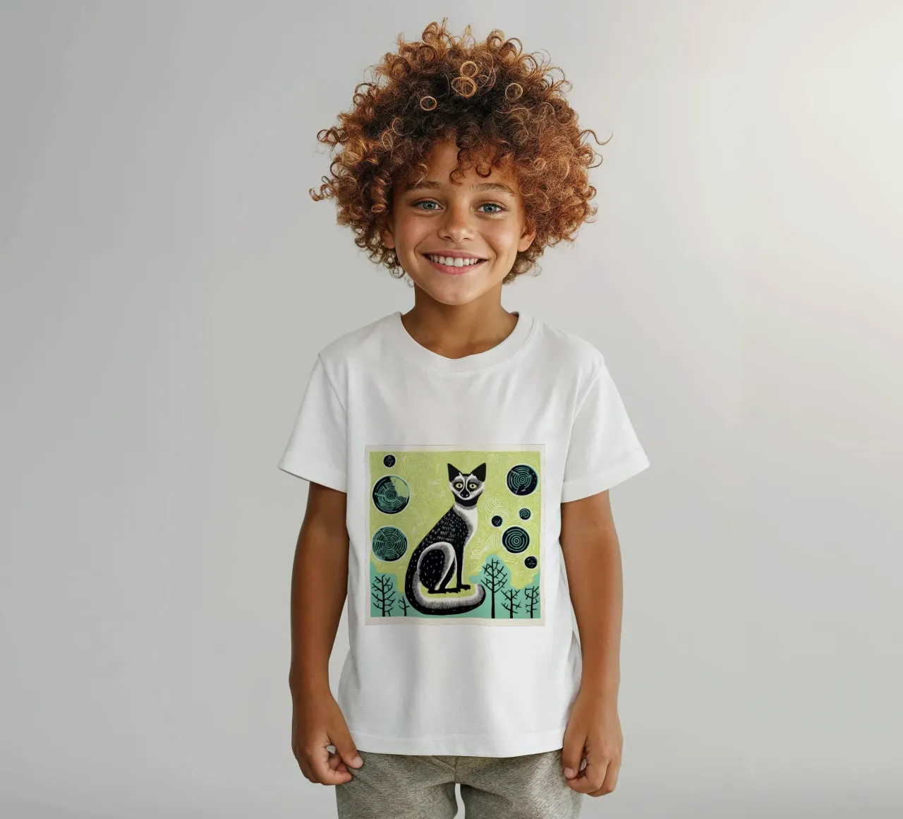 Lemure verde t-shirt bambini da Minimal Animal Art