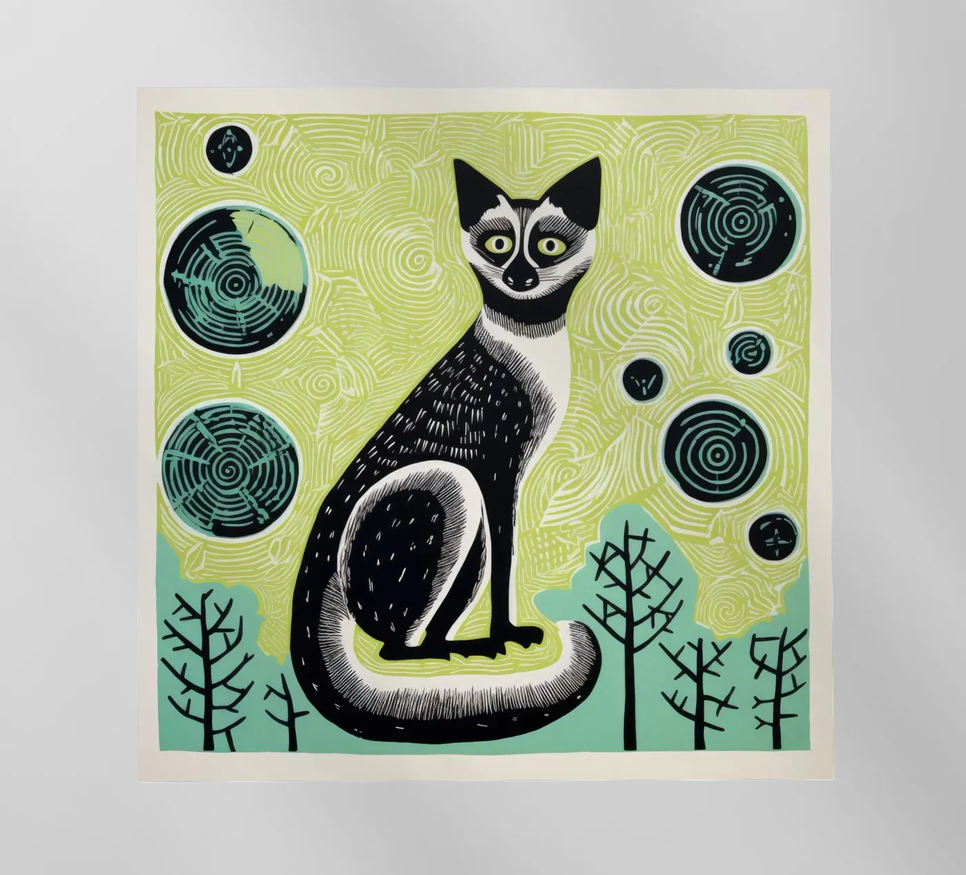 Lemure verde pellicola backlit da Minimal Animal Art