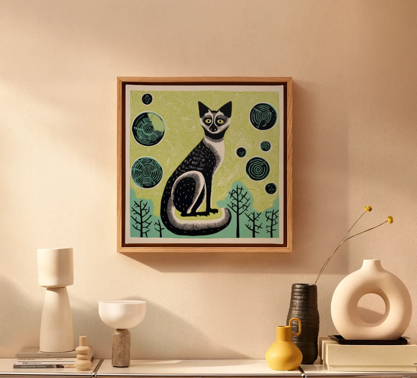 Groene Maki canvas van Minimal Animal Art