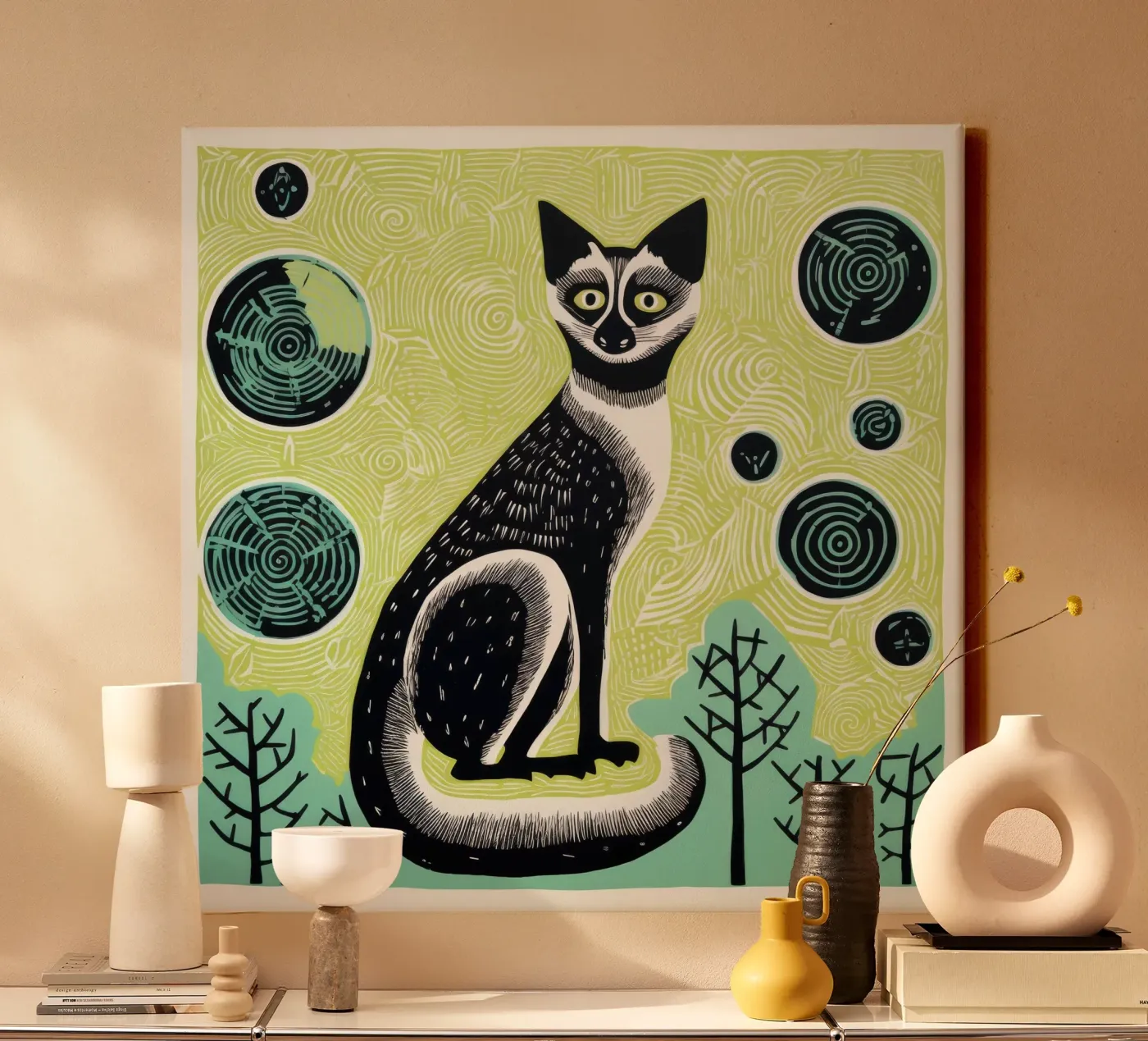 Groene Maki canvas van Minimal Animal Art
