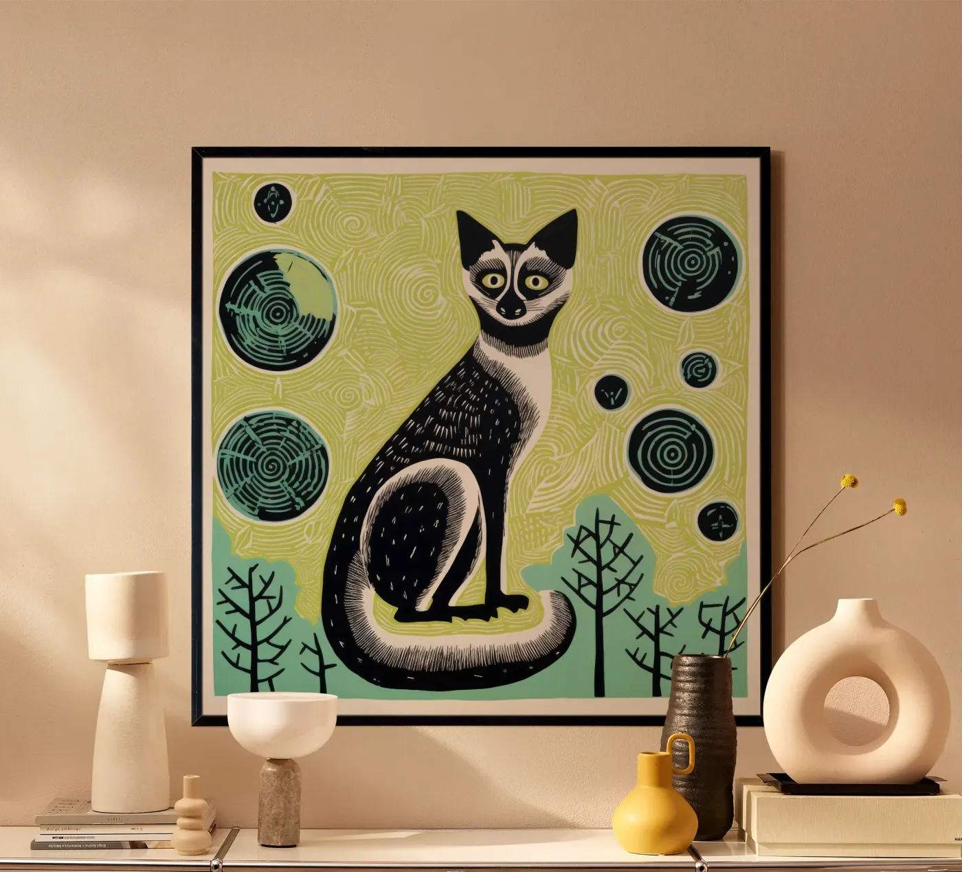 Lemure verde poster da Minimal Animal Art