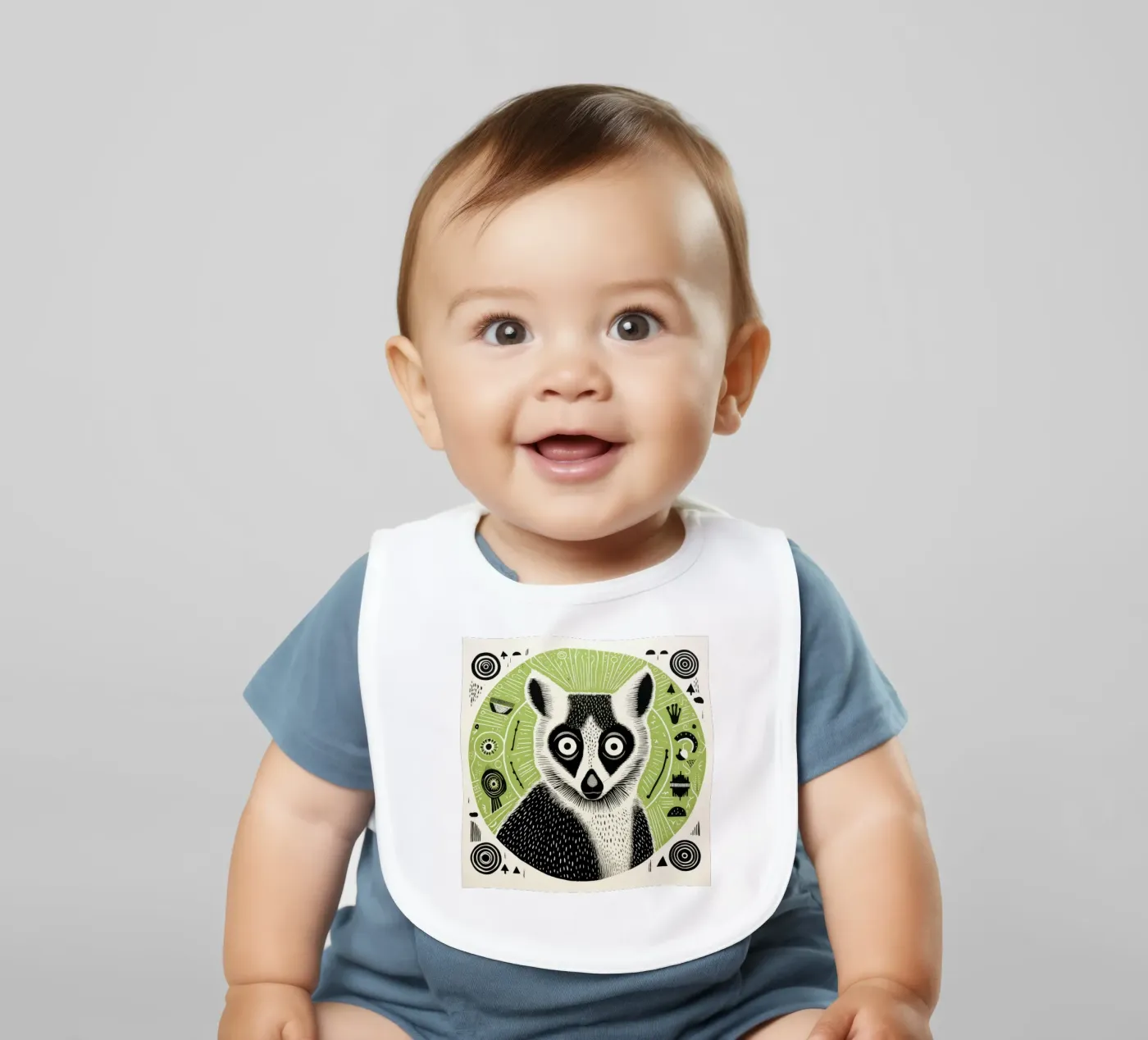 Green Lemur baby slabbetje van Minimal Animal Art