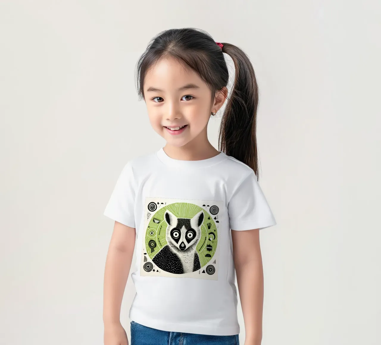 Lemure verde t-shirt bambini da Minimal Animal Art