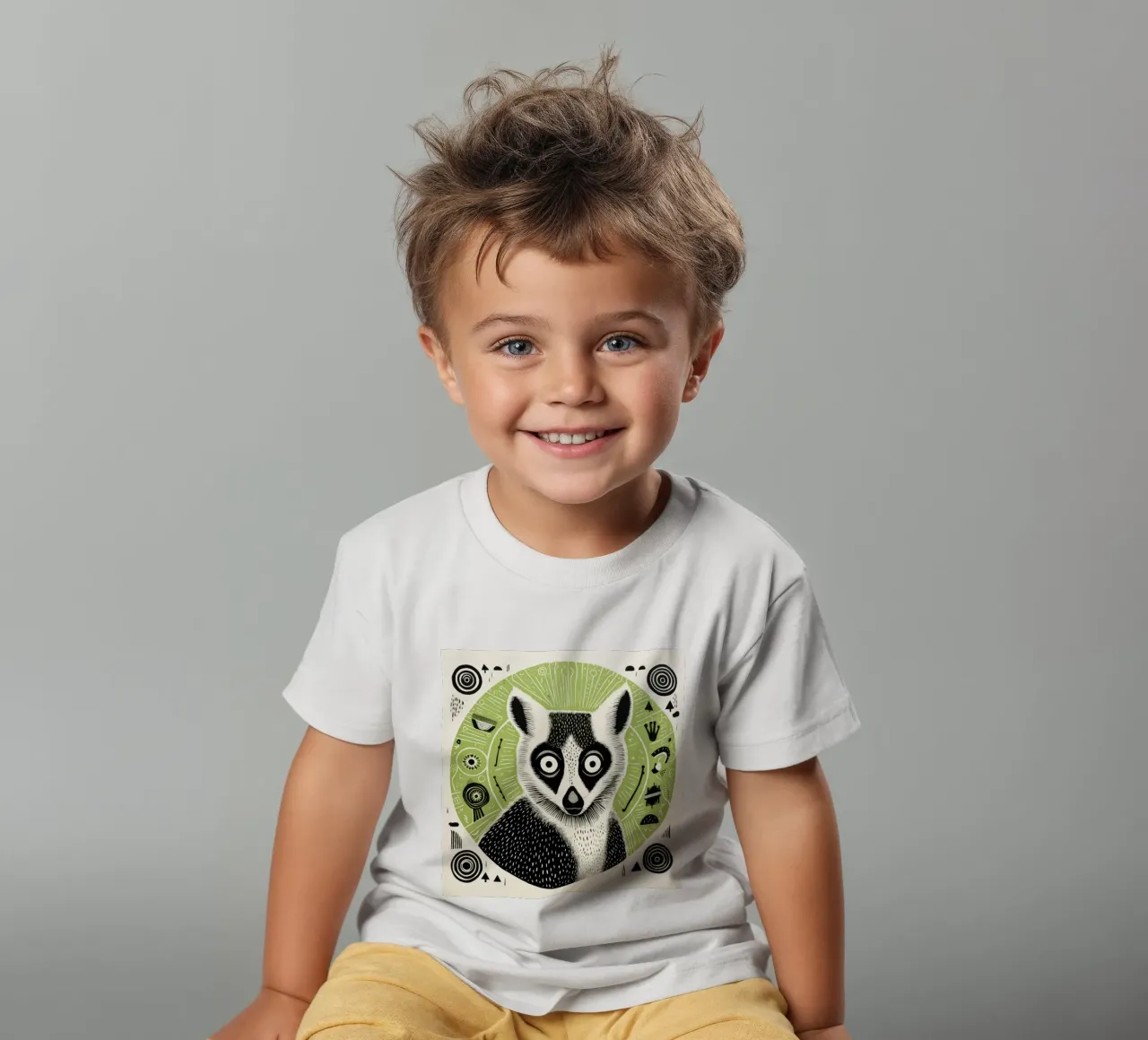 Lemure verde t-shirt bambini da Minimal Animal Art
